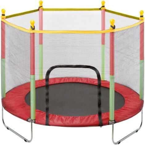 Youyijia Trampolin Kinder Bodentrampolin mit Sicherheitsnetz Outdoor Gartentrampolin Zuhause Sportgeräte Kindertrampolin 140cm Durchmesser belastbar bis 90kg