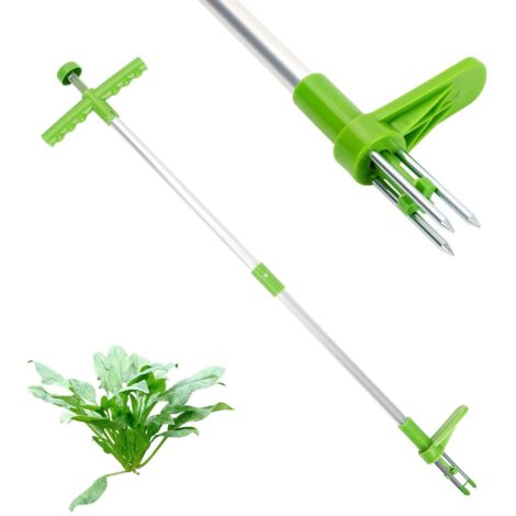 Youyijia Weed Puller Stand Up Weeder Hand Tool 99cm Long Handle Garden Weeding Tool with 3 Claws and Foot Pedal Garden Tool for Dandelion Root Removal Tool