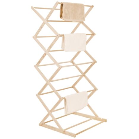 Youyijia Wooden Clothes Airer Collapsible Folding Clothes Horse Adjustable Laundry Drying Rack Portable Wooden Airer for Indoor and Outdoor Use Space-Saving Design