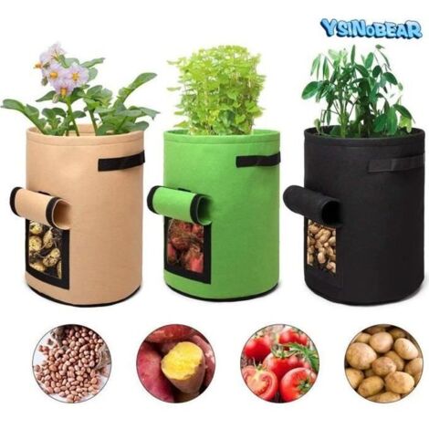 YSINOBEAR 3Pcs 10Gallon Sac de Culture de Pommes de Terre Croissance, Sacs à Plantes pour Pomme Vegetale avec Rabat et Poignée