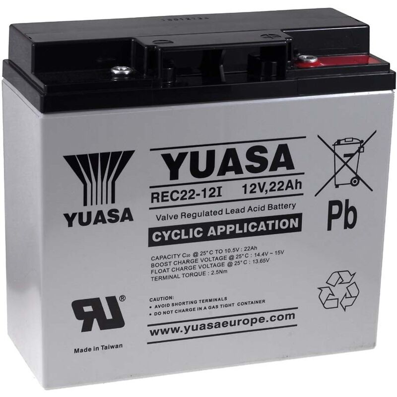 

YUASA Batería de Reemplazo para Alumbrado de emergencia Alarmas 12V 22Ah cíclica