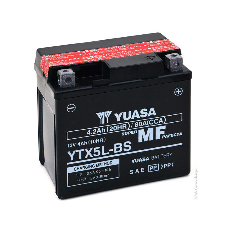 

Batería moto YTX5L-BS / YTX5L 12V 4Ah - Yuasa