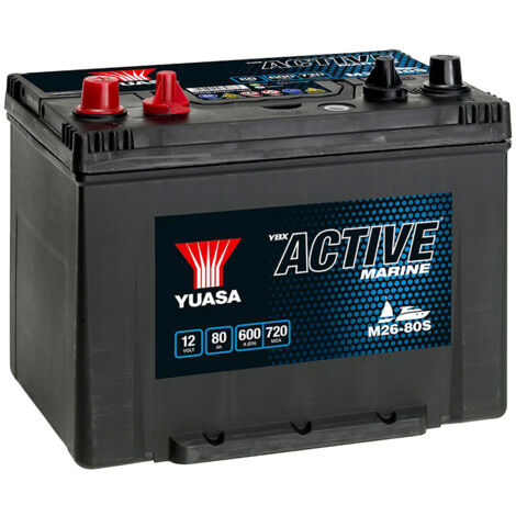 Yuasa – Batterie décharge lente 80Ah 12V – M2680 – Pour applications marines et énergie solaire – Technologie Plomb Calcium