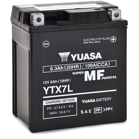 Yuasa – Batterie moto 12V 6Ah – Technologie plomb étanche AGM préactivée – Dimensions 115x72x132mm – Compatible Suzuki 125 DR 125 SE SF43A SF44A