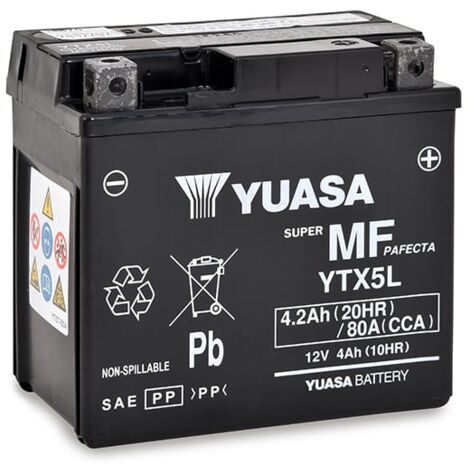 Yuasa - Batterie moto YUASA YTX5L-BS / YTX5L 12V 4Ah