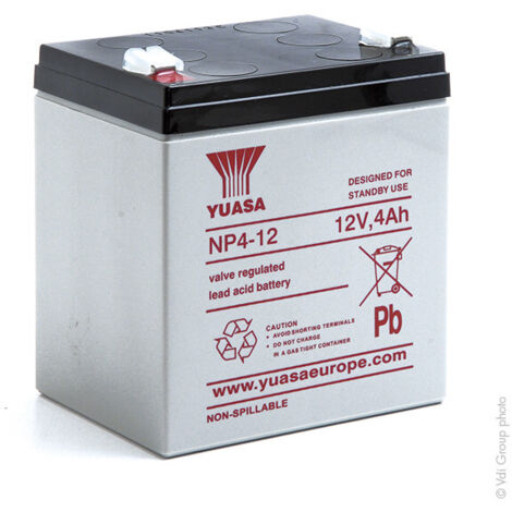 Yuasa – Batterie plomb 12V 4Ah AGM étanche – Pour motorisation de portail – Recombinaison de gaz à 99% – Compatible avec Avidsen et Cardin - NP4-12