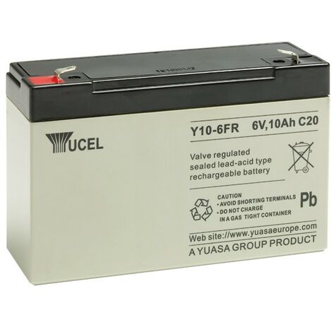 Yuasa – Batterie plomb 6V 10Ah AGM – Technologie étanche sans entretien – Pour systèmes d'alarme – Format Y10-6FR