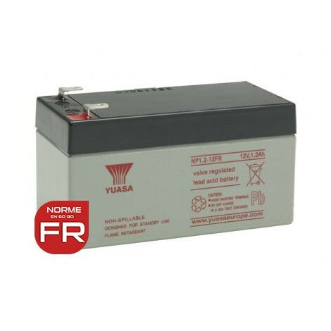 Yuasa – Batterie plomb AGM 12V 1.2Ah étanche – Système immobilisation électrolyte – Applications : onduleur, équipements médicaux, systèmes d'alarme
