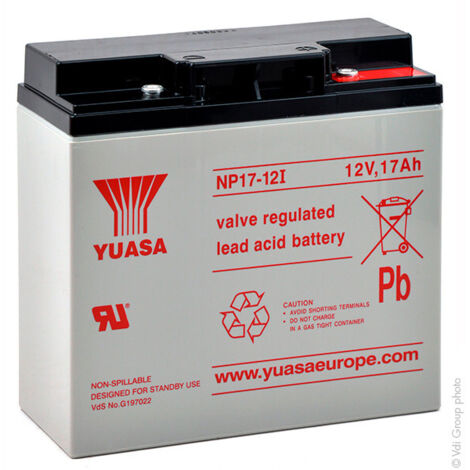 Yuasa – Batterie plomb AGM 12V 17Ah – Étanche pour systèmes d'alarme et éclairage de secours – Technologie absorbée pour sécurité optimale - NP17-12I