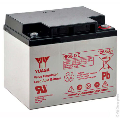 Yuasa – Batterie plomb AGM 12V 38Ah – Construction étanche – Excellente récupération après décharge profonde – Pour systèmes d'alimentation de secours - NP38-12I