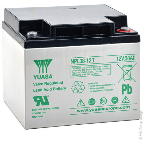 Yuasa - Batterie plomb AGM YUASA NPL38-12I 12V 38Ah M5-F