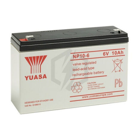 Yuasa – Batterie plomb étanche NP106 6V 10Ah – Technologie VRLA scellée – Pour systèmes d'alarme et onduleurs – Dimensions 151x50x97.5mm