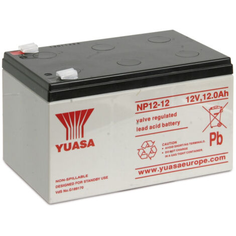 Yuasa – Batterie plomb étanche NP1212 12V 12Ah – VRLA sans entretien – Pour applications jouets, alarme, portail électrique