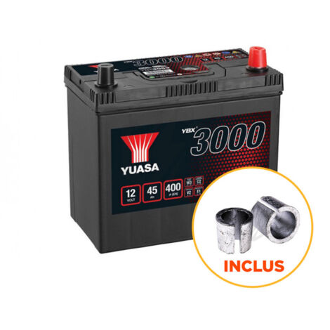 Yuasa – Batterie voiture 12V 45Ah YBX3053 – Puissance de démarrage 400A – Technologie plomb calcium – Entretien sans souci