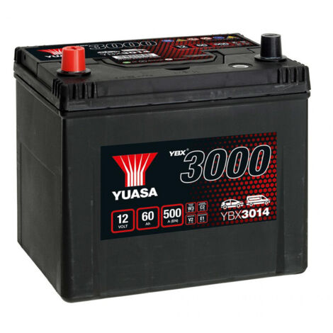 Yuasa – Batterie voiture 12V 60Ah 500A – YBX3014 – Technologie plomb-calcium – Démarrage fiable en conditions difficiles
