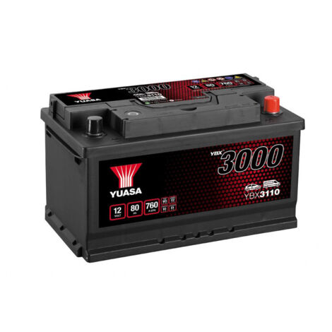 Yuasa – Batterie voiture 12V 80Ah 760A – Technologie plomb calcium – Entretien sans – Compatible Renault Trafic II, BMW, Ford, Mercedes-Benz - YBX3110