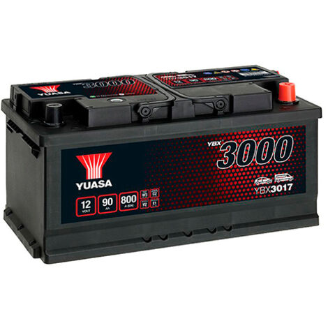 Yuasa – Batterie voiture 12V 90Ah 800A – Plomb Calcium – Sans entretien – Pour véhicules légers et camionnettes - YBX3017