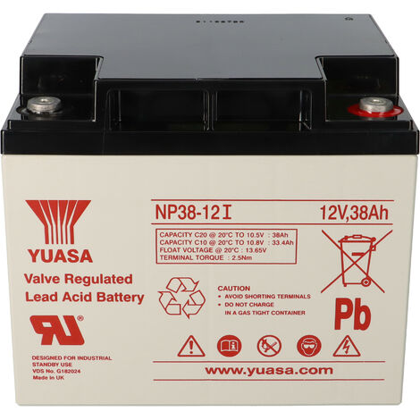 Yuasa Blei-Akku NP38-12I Pb 12V / 38Ah VdS, M5 Innengewinde