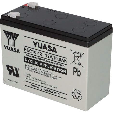 Yuasa Blei-Akku REC10-12 Pb 12V / 10Ah Zyklenfest, Faston 6,3 mm