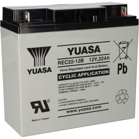Yuasa Blei-Akku REC22-12B Pb 12V 22Ah Zyklenfest, M5 Flachpol