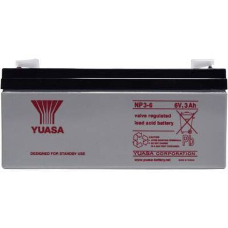 Yuasa NP3-6 NP3-6 Batterie au plomb 6 V 3 Ah plomb (AGM) (l x H x P) 134 x 64 x 34 mm cosses plates 4,8 mm sans entretien A37624
