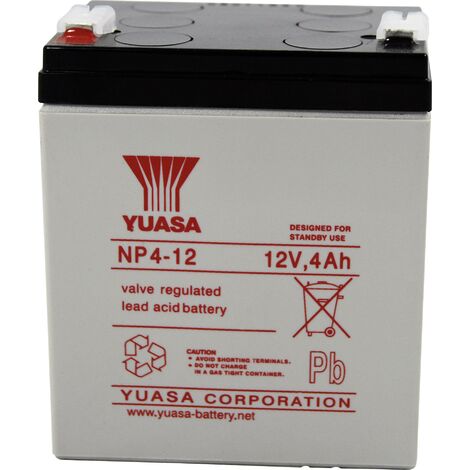 Yuasa NP4-12 NP4-12 Batterie au plomb 12 V 4 Ah plomb (AGM) (l x H x P) 90 x 106 x 70 mm cosses plates 4,8 mm sans entretien A37639