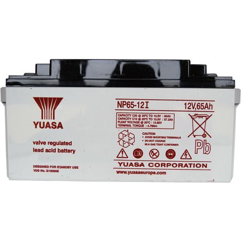 Yuasa NP65-12 NP65-12 Batterie au plomb 12 V 65 Ah plomb (AGM) (l x H x P) 350 x 174 x 166 mm raccord à vis M6 sans entretien, certification VdS A37652
