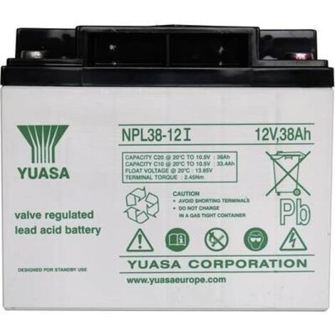 Yuasa  NPL38-12 YUANPL38/12 Batteria al piombo 12 V 38 Ah Piombo-AGM (L x A x P) 197 x 170 x 165 mm Vite M5 Esente da