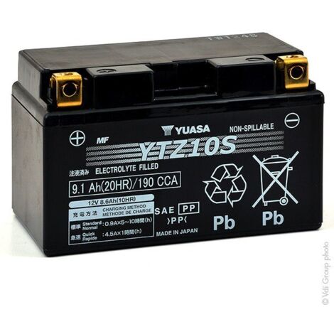 Yuasa YTZ10S Batería moto 12V 8.6Ah 190A alto rendimiento