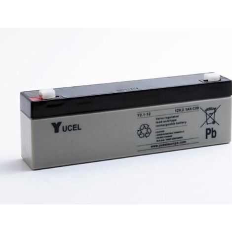 Yucel – Batterie plomb AGM 12V 2.1Ah – Technologie étanche pour systèmes d'alarme et éclairage de secours – Dimensions 178x35x66mm – Poids 0,9kg