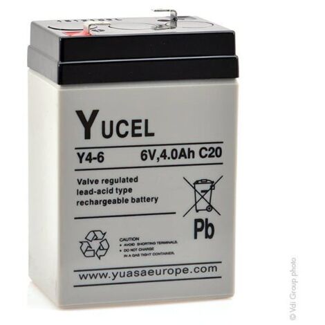 Yucel – Batterie plomb AGM 6V 4Ah – Technologie étanche pour systèmes d'alarme et éclairage de secours – Dimensions 70x48x105mm