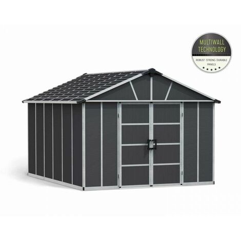 Yukon 11 x 13.1 Shed - Polycarbonate - L395 x W332 x H252 cm - Dark Grey