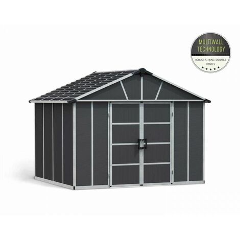 Yukon 11 x 9 Shed + Floor Wpc - Polycarbonate - L271 x W332 x H252 cm - Dark Grey