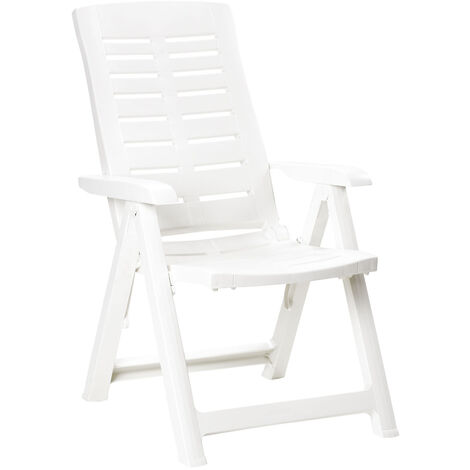 FRANKYSTAR Yuma - Fauteuil de jardin en résine. Fauteuil pliant multipositions. Fauteuil de plage avec accoudoirs 60x61xH109 cm blanc