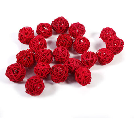 Yunseity Boule de Rotin, Boules d'Ornelement en Rotin de Fabrication Fine de de Fête pour Décoratives en Mariage pour la Fête de Noël (Rouge)