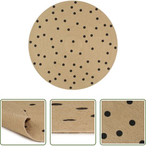 Yute trenzado -  Alfombra de yute tejida a mano de yute estampado lunares 120 cm