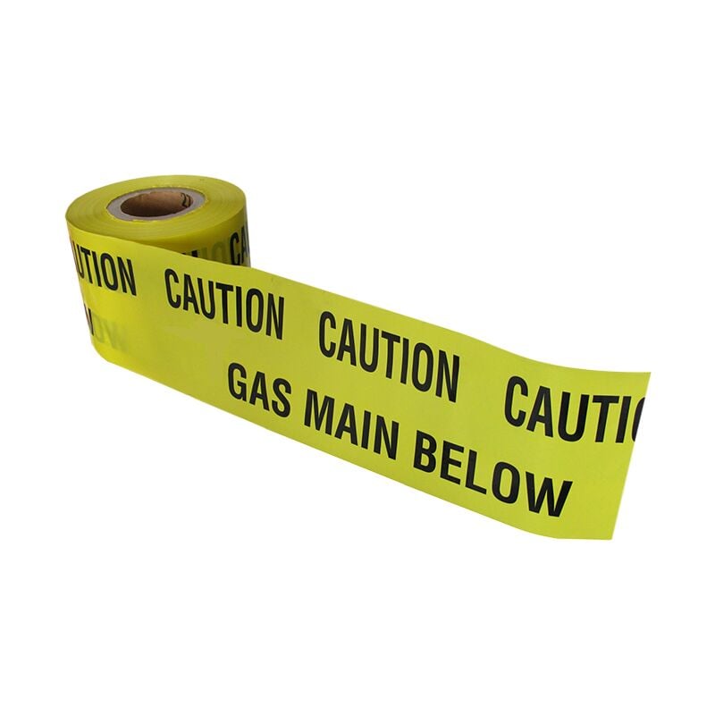 150mm x 365m Caution Underground Gas Main Below warning tape - Yellow - Gas - Yuzet