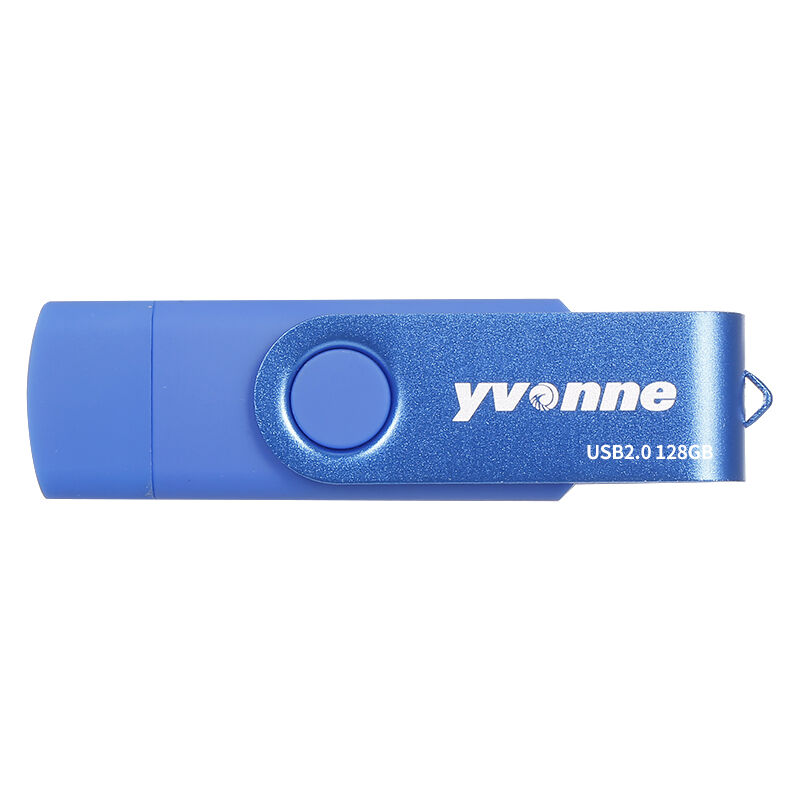 

yvonne YT602-2 USB2.0 U Disco giratorio 128GB OTG Unidad flash USB con puertos dobles U Disco para telefono movil / PC / Laptop Azul, Azul, 128 GB