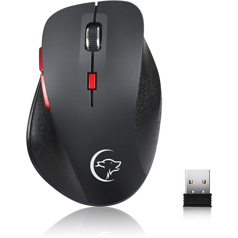 

YWYT Raton inalambrico 2,4 GHz Raton para juegos Diseno ergonomico Raton para juegos Raton optico 2400 DPI, Negro