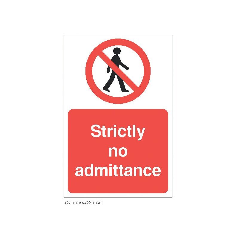 Sitesafe - Strictly No Admittance Rigid pvc Z-barrier Sign - 200 x 300mm