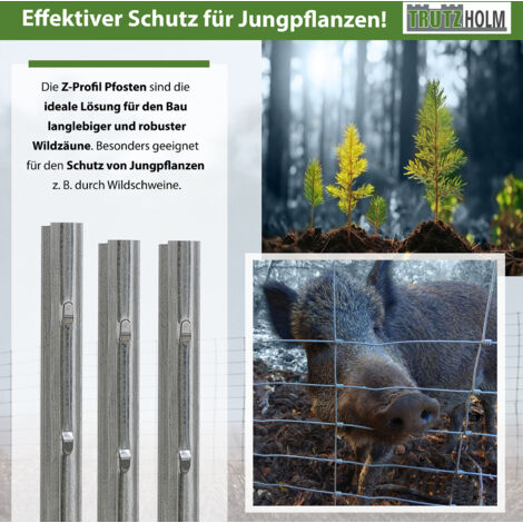 Z-Profil Zaunpfosten 150 cm  feuerverzinkt 30x Zaunpfähle 1,5 mm Stärke gestanzte Haken Forstprofil