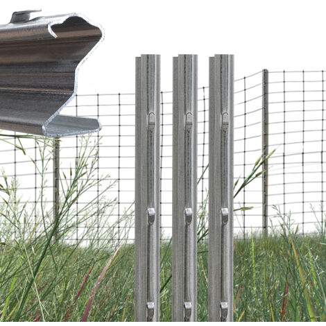 Z-Profil Zaunpfosten 150 cm  feuerverzinkt 50x Zaunpfähle 1,5 mm Stärke gestanzte Haken Forstprofil