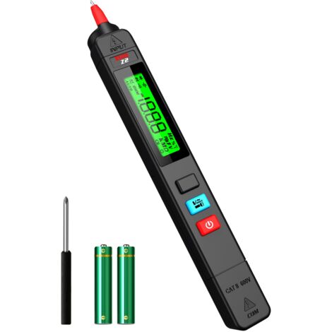 Z2 Stylo Détecteur de tension Sans Contact Testeur de Tension AC, Testeur de Fuite Électrique Sans Fil, Testeur Électricien pour Câble Sous Tension avec Bip LCD Rétroéclairage et Lampe de Poche