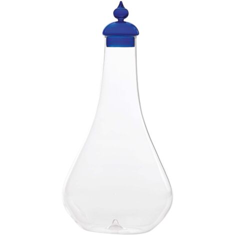 Zafferano Bouteille Collection Pirolo en verre borosilicate soufflé à la main couleur Bleu, design raffiné inspiré des échecs, élégance de la table
