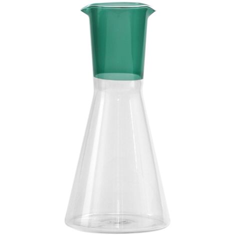 Zafferano Carafe Bicolore Collection Classy en Verre Borosilicaté Soufflé à la Main Couleur Vert Lac et Transparent Design Géométrique Sophistiqué