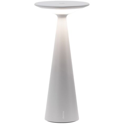 Zafferano Damina - Lampada Led Ricaricabile da Tavolo, Touch Dimmer, 8h di Autonomia, IP65 - Senza Fili, Finitura in Alluminio Grigia