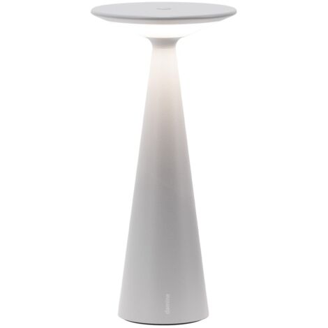 Zafferano Damina - Lampe de table LED rechargeable, variateur tactile, autonomie 8 h, IP65 - Sans fil, finition aluminium gris