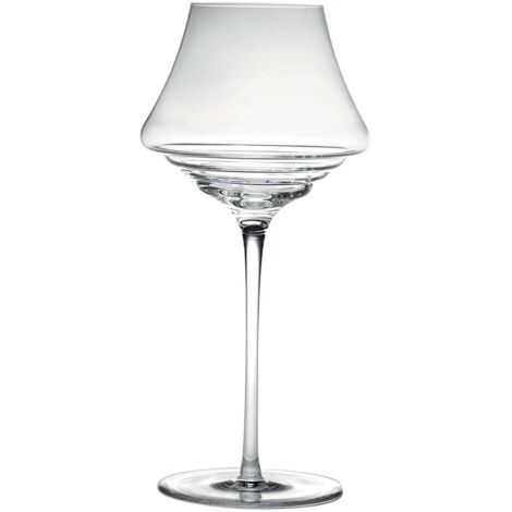 Zafferano Esperienze Verre à pied pour spiritueux et vins de paille 35 cl, design fond ondulé, lot de 6 pièces en verre cristallin sonore haut.