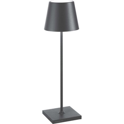 Zafferano Lampada a led da tavolo Poldina Pro Grigio scuro ricaricabile e dimmerabile con batteria fino a 12 ore. Da uso esterno IP65