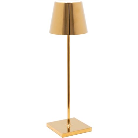 Zafferano Lampada a led da tavolo Poldina Pro Oro Lucido ricaricabile e dimmerabile con batteria fino a 12 ore